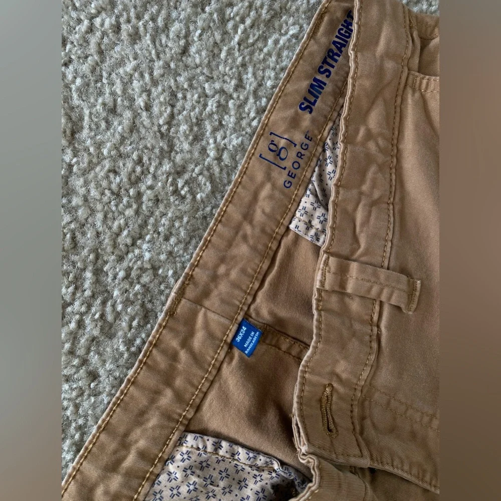 Men’s Tan/Khaki Casual chinos with Slim Straight cut - Picture 3 of 3